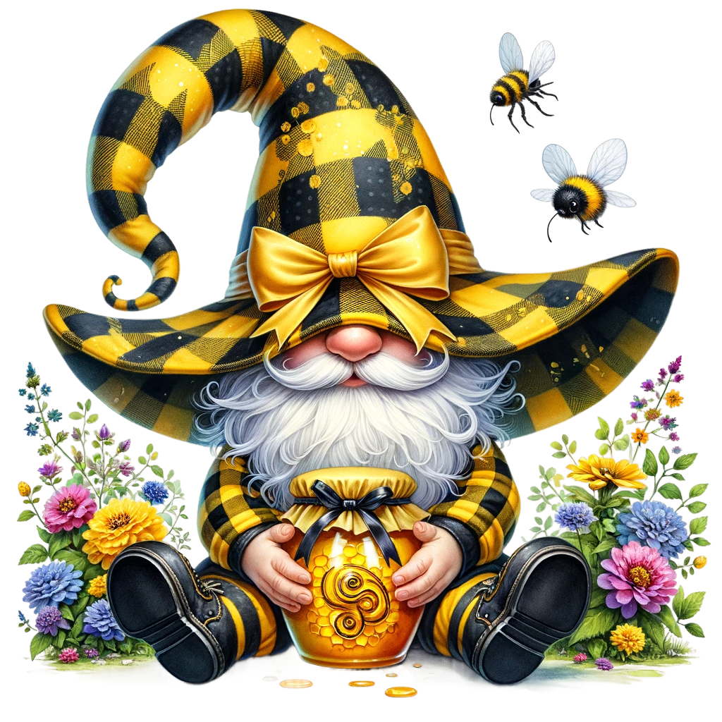 Honey Bee gnome (Shirt not included) Hot peel 11 inch dtf transfer