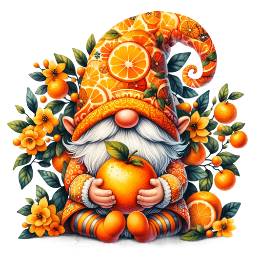 Orange gnome (Shirt not included) Hot peel 11 inch dtf transfer
