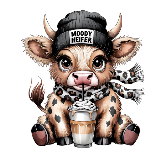 Moody Heifer (Shirt not included) Hot peel 11 inch dtf transfer