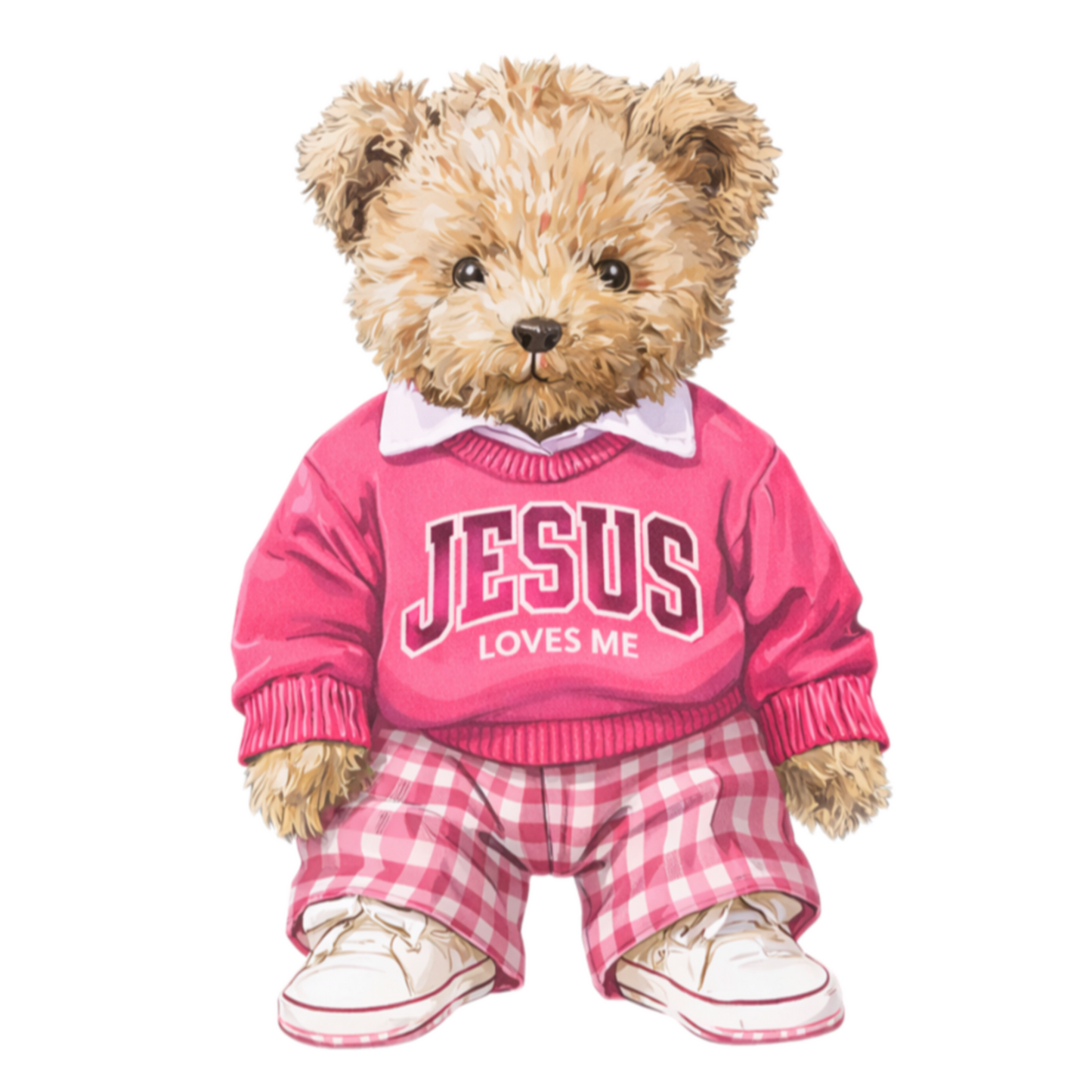 Jesus Loves Me Teddy Bear Adult DTF Transfer (11 inch)